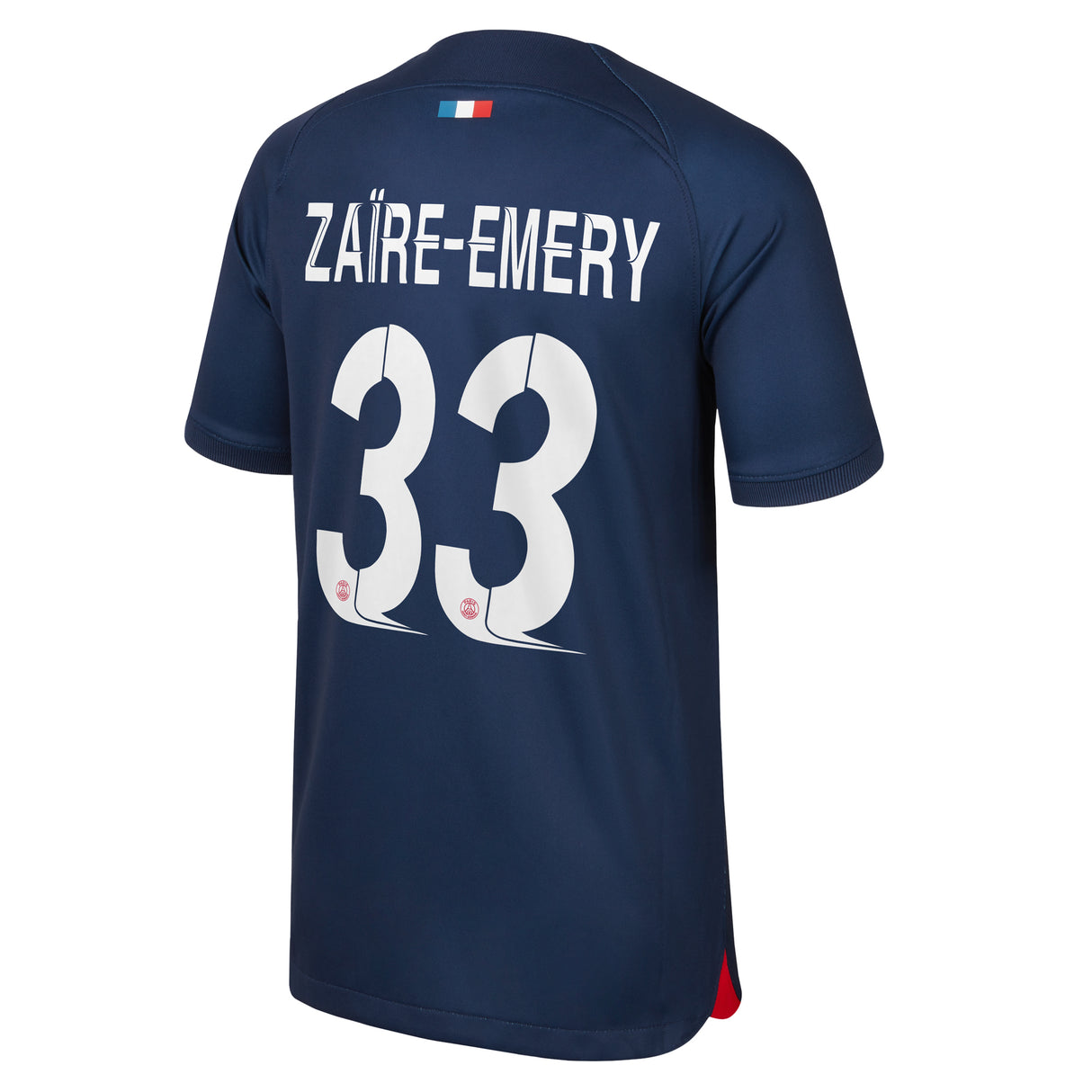 PSG Home Stadium Shirt 2023-24 - Kids with Champions League printing Zaïre-Emery 33 - Kit Captain