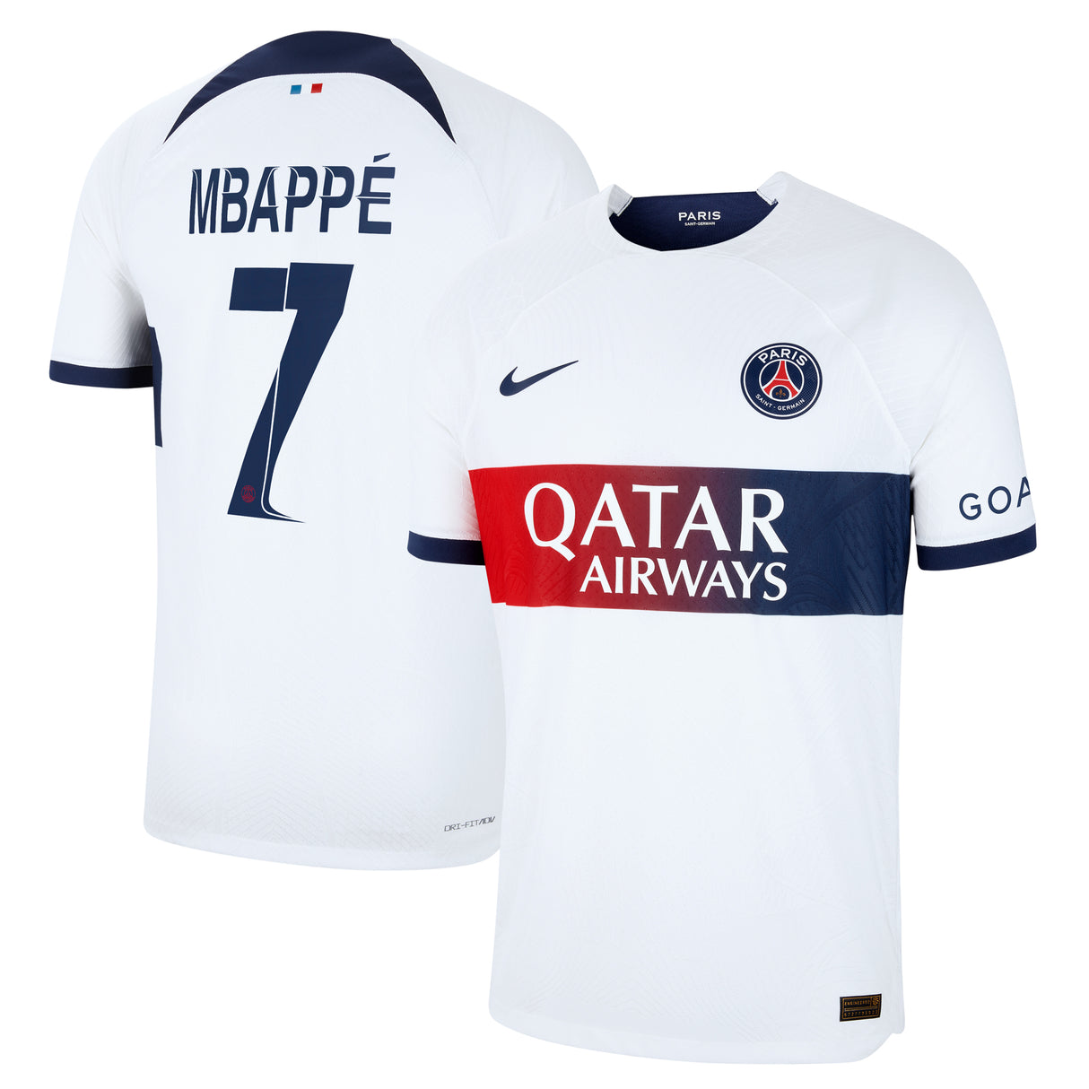 Paris Saint-Germain Nike Away Dri Fit Adv Match Shirt 2023-24 with Champions League printing Mbappé  7 - Kit Captain