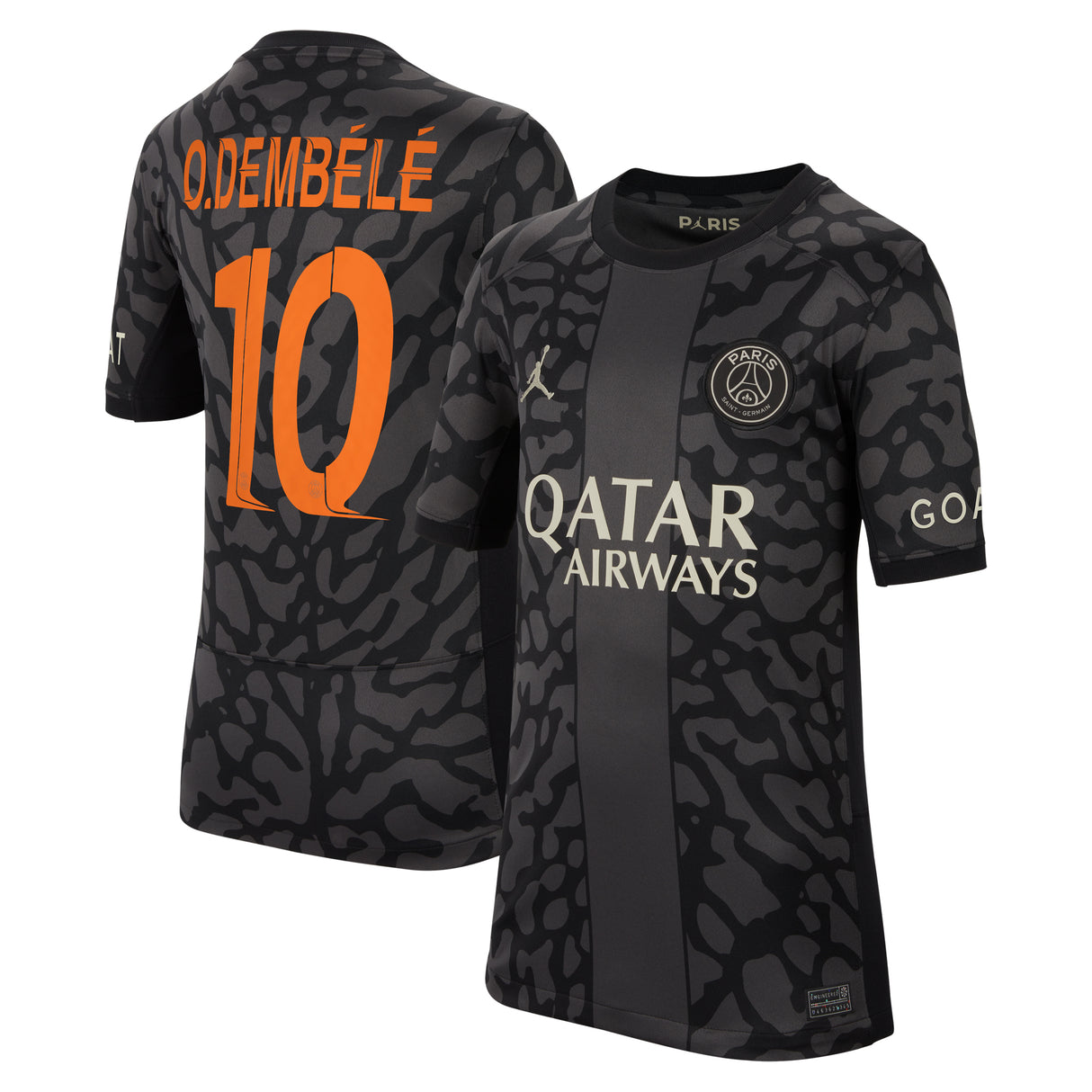 PSG x Jordan Third Stadium Shirt 2023-24 - Kids with Champions League printing O.Dembélé 10 - Kit Captain