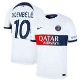 PSG Nike Away Dri-FIT ADV Match Shirt 2023-24 with O.Dembélé 10 and Champions League printing and badges - Kit Captain