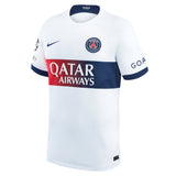 PSG Nike Away Stadium Shirt 2023-24 with Hakimi 2 and Champions League printing and badges - Kit Captain