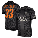 PSG x Jordan Third Stadium Shirt 2023-24 with Zaïre-Emery 33 and Champions League printing and badges - Kit Captain