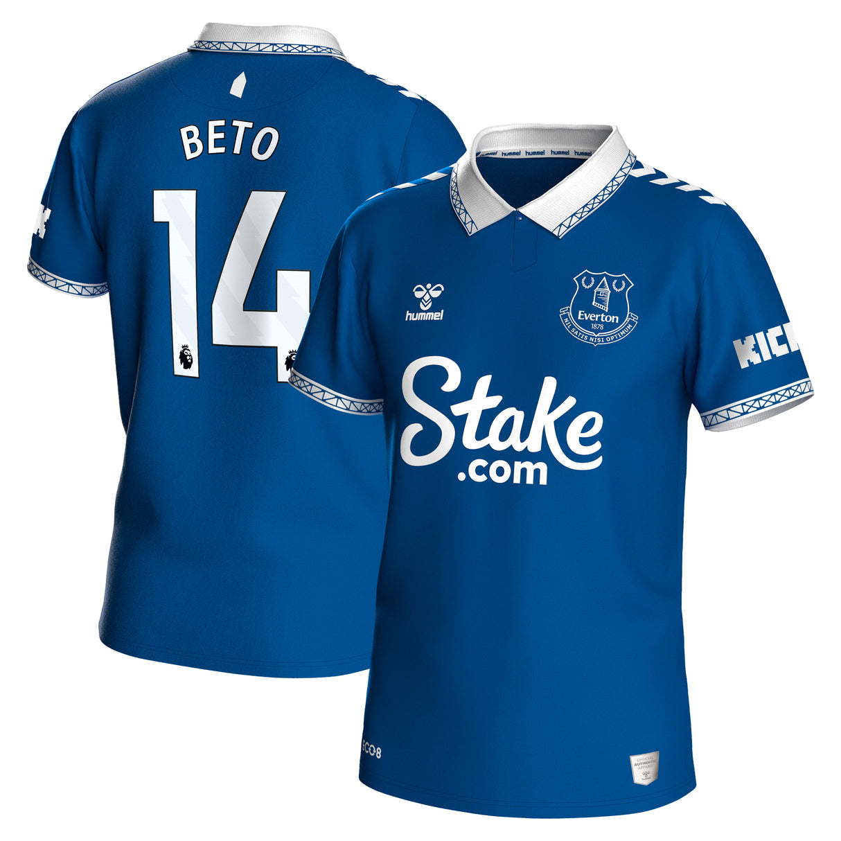 Everton Hummel Home Shirt 2023-24 with Beto 14 printing - Kit Captain