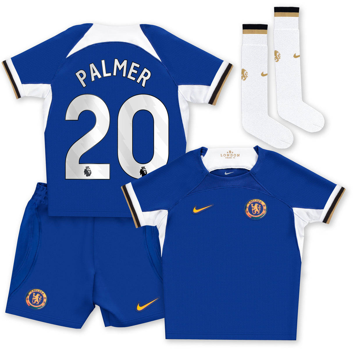 Chelsea Nike Home Stadium Kit 2023-24 - Little Kids -With Palmer 20 Printing - Kit Captain