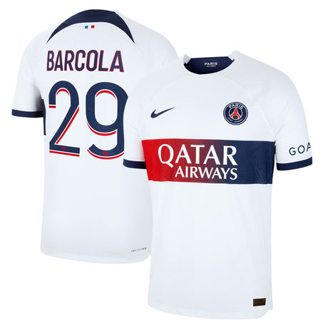 Paris Saint-Germain Nike Away Dri Fit Adv Match Shirt 2023-24 with Barcola 29 printing - Kit Captain