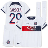 Paris Saint-Germain Nike Away Stadium Kit 2023-24 - Little Kids with Barcola 29 printing - Kit Captain