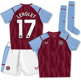 Aston Villa Castore Home Infant Kit 2023-24 with Lenglet 17 printing - Kit Captain