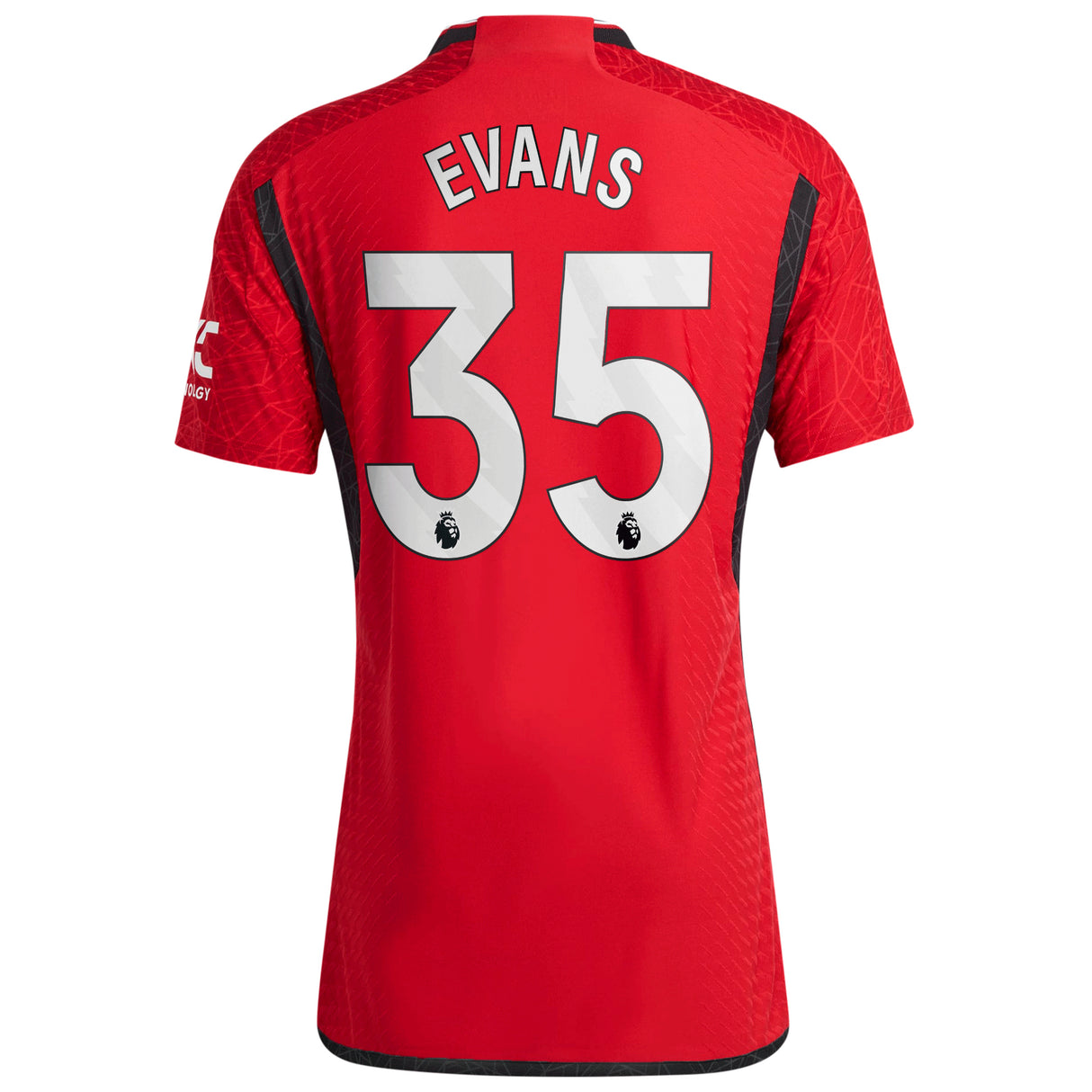 Manchester United EPL Home Authentic Shirt 2023-24 with Evans 35 printing - Kit Captain