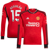 Manchester United EPL Home Shirt 2023-24 - Long Sleeve with Reguilón 15 printing - Kit Captain