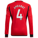 Manchester United EPL Home Shirt 2023-24 - Kids - Long Sleeve with Amrabat 4 printing - Kit Captain