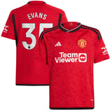 Manchester United EPL Home Shirt 2023-24 - Kids with Evans 35 printing - Kit Captain