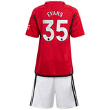 Manchester United EPL Home Mini Kit 2023-24 with Evans 35 printing - Kit Captain