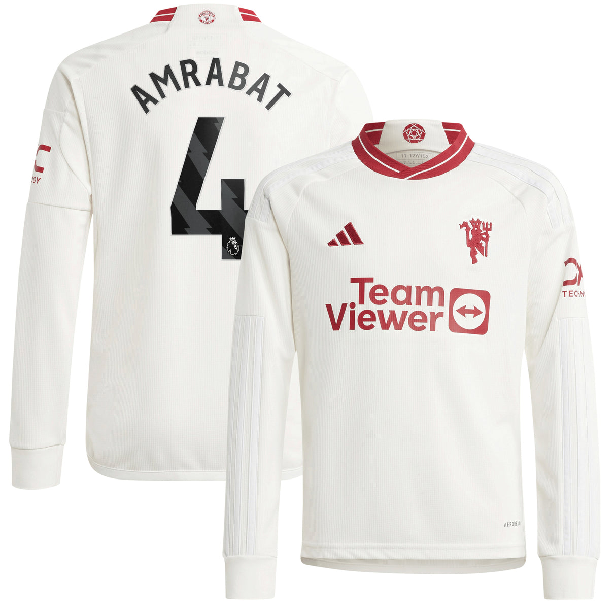 Manchester United EPL Third Shirt 2023-24 - Kids - Long Sleeve with Amrabat 4 printing - Kit Captain