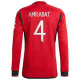 Manchester United Cup Home Authentic Shirt 2023-24 - Long sleeve with Amrabat 4 printing - Kit Captain