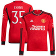 Manchester United Cup Home Shirt 2023-24 - Kids - Long Sleeve with Evans 35 printing - Kit Captain