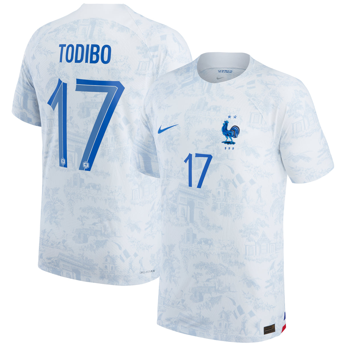 France Away Match Shirt 2022 with Todibo 17 printing - Kit Captain