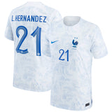 France Away Stadium Shirt 2022 - Kids with L.Hernandez 21 printing - Kit Captain