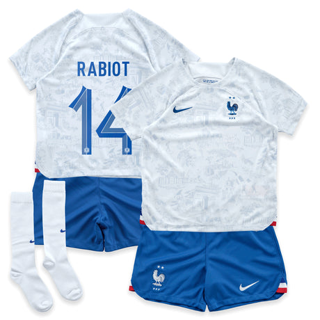 France Away Stadium Kit 2022 - Little Kids with Rabiot 14 printing - Kit Captain