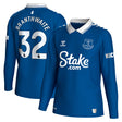 Everton Hummel Home Shirt 2023-24 - Long Sleeve with Branthwaite 32 printing - Kit Captain