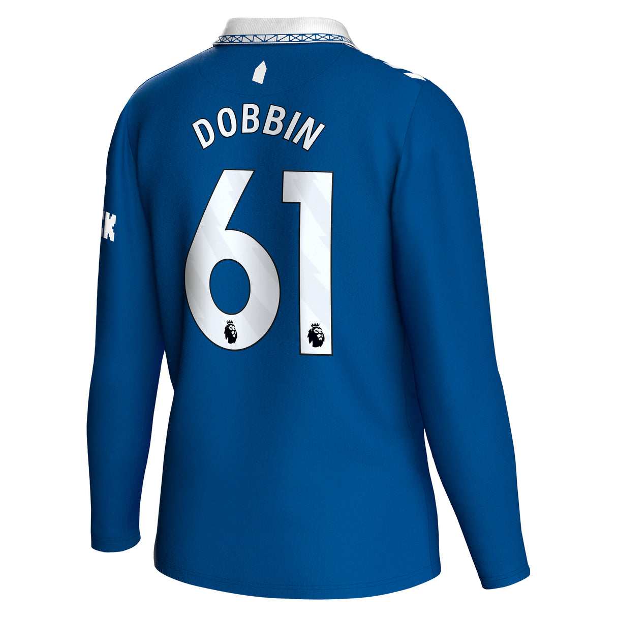 Everton Hummel Home Shirt 2023-24 - Long Sleeve with Dobbin 61 printing - Kit Captain