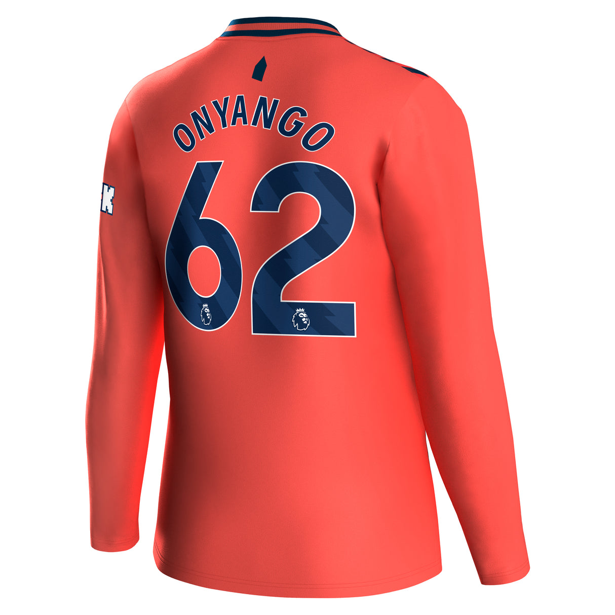 Everton Hummel Away Shirt 2023-24 - Long Sleeve - Kids with Onyango 62 printing - Kit Captain