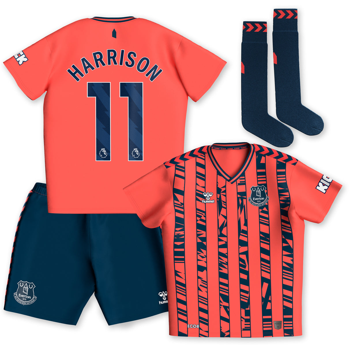 Everton Hummel Away Infant Kit 2023-24 with Harrison 11 printing - Kit Captain