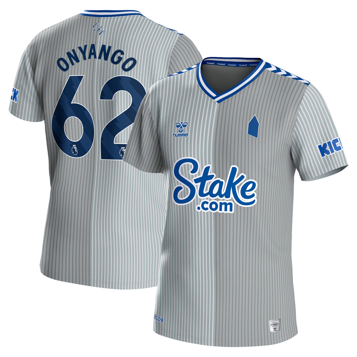 Terza maglia dell'Everton Hummel 2023-24 con stampa Onyango 62