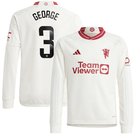 Manchester United WSL adidas Third Shirt 2023-24 - Kids - Long Sleeve - With George 3 Printing - Kit Captain