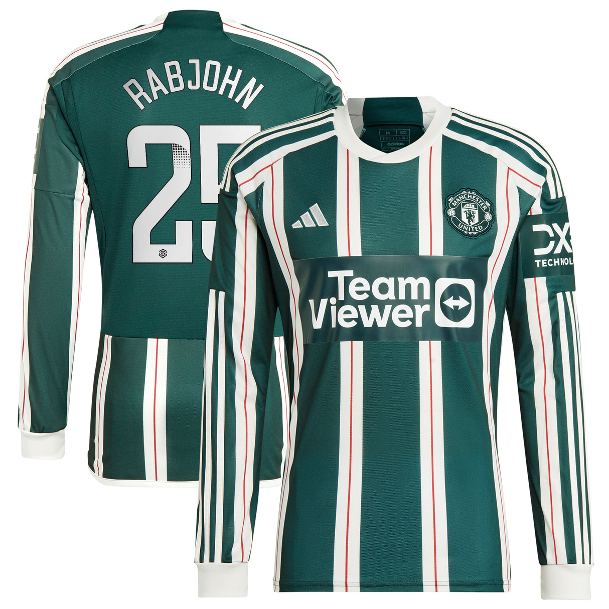 Manchester United WSL adidas Away Shirt 2023-24 - Long Sleeve - With Rabjohn 25 Printing - Kit Captain