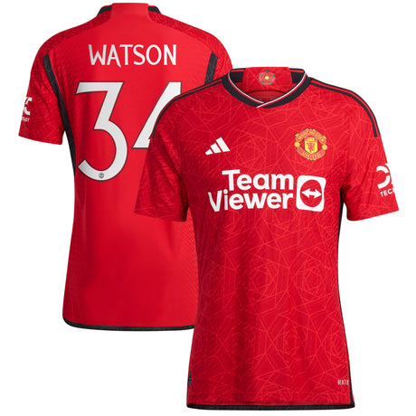 Manchester United Cup adidas Home Authentic Shirt 2023-24 - With Watson 34 Printing - Kit Captain