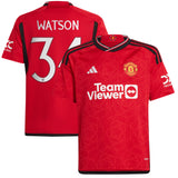 Manchester United Cup adidas Home Shirt 2023-24 - Kids - With Watson 34 Printing - Kit Captain