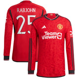 Manchester United Cup adidas Home Authentic Shirt 2023-24 - Long Sleeve - With Rabjohn 25 Printing - Kit Captain