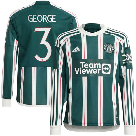 Manchester United Cup adidas Away Shirt 2023-24 - Kids - Long Sleeve - With George 3 Printing - Kit Captain