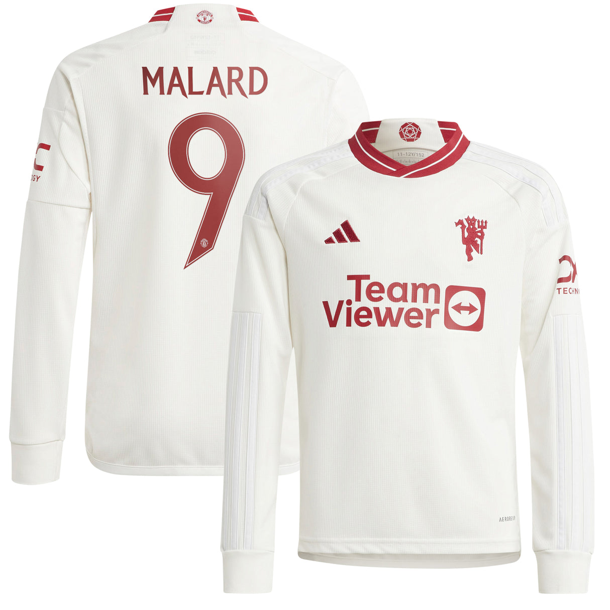 Manchester United Cup adidas Third Shirt 2023-24 - Kids - Long Sleeve - With Malard 9 Printing - Kit Captain