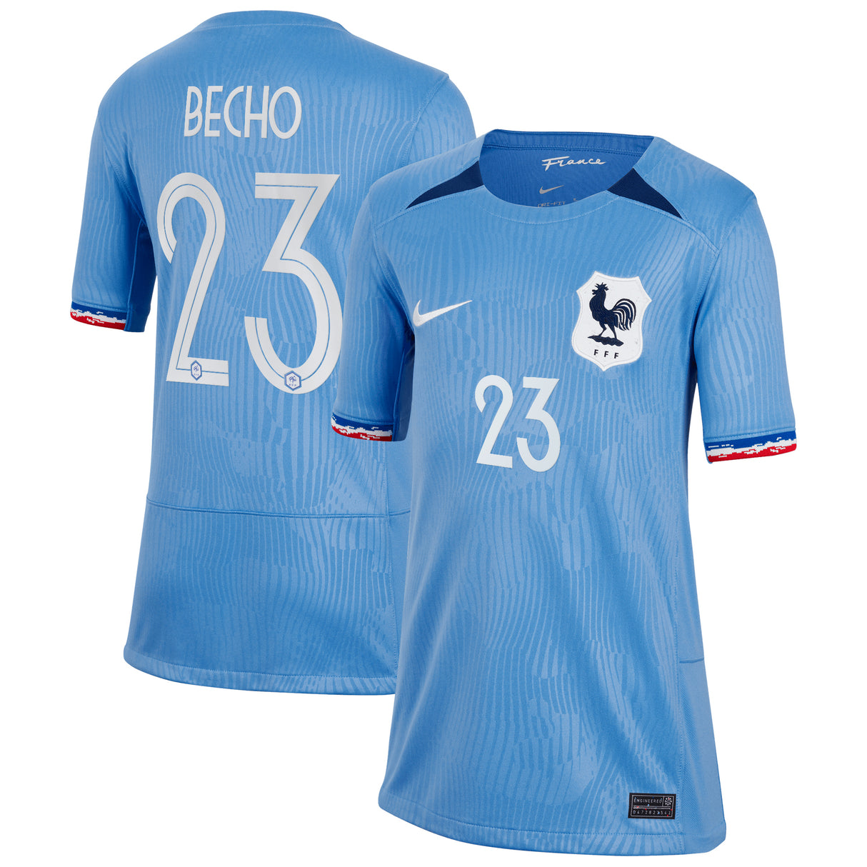 France Women Nike Home Stadium Shirt 2023-24 - Kids with Becho 23 printing - Kit Captain