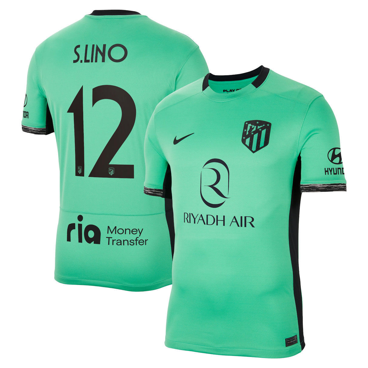 Atlético de Madrid Metropolitano Nike Third Stadium Shirt 2023-24 with S.Lino 12 printing - Kit Captain