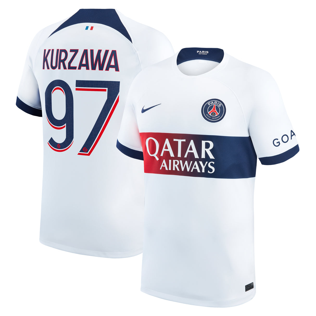 PSG Nike Away Stadium Shirt 2023-24 with Kurzawa 97 printing - Kit Captain