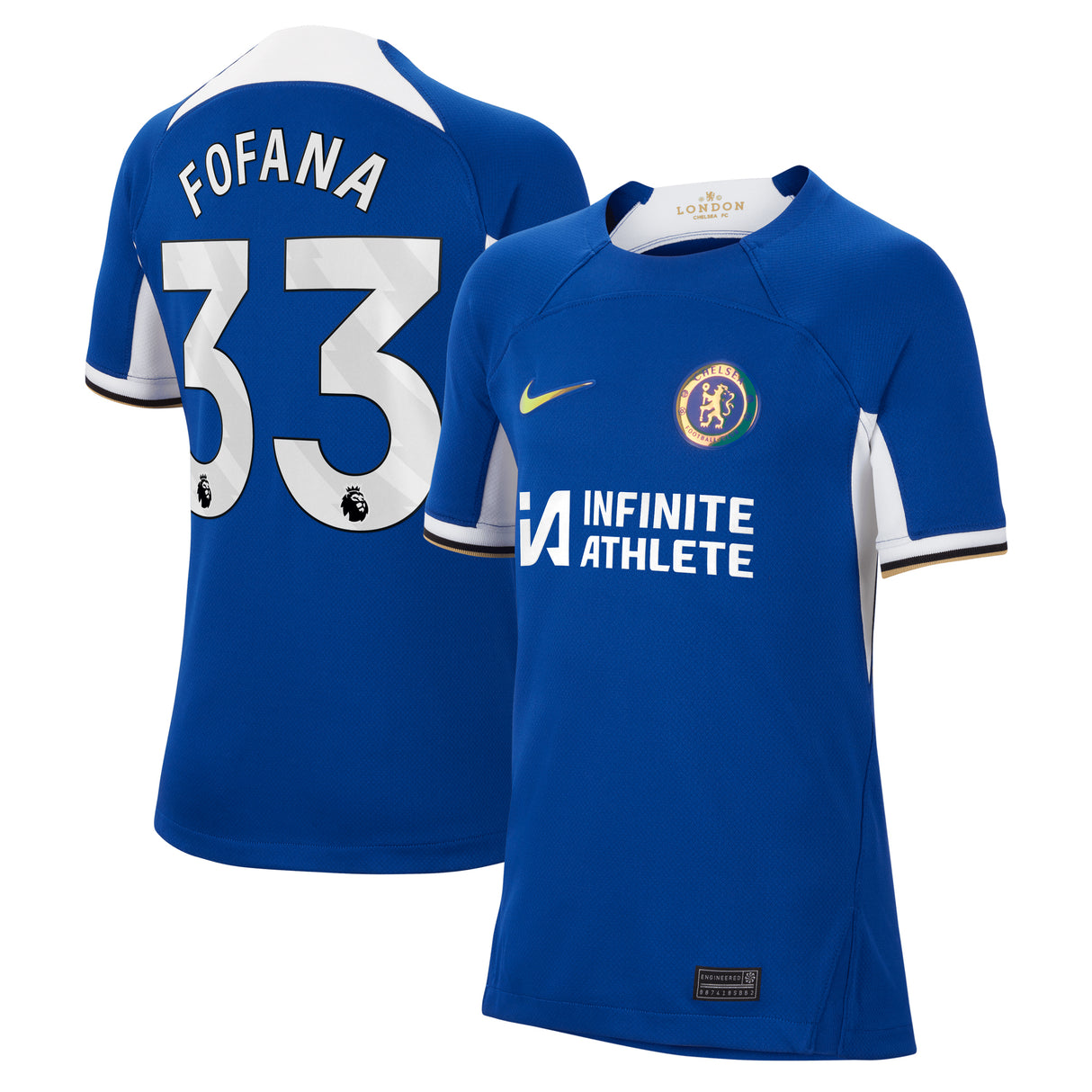 Chelsea Nike Home Stadium Sponsored Shirt 2023-24 - Kids with Fofana 33 printing