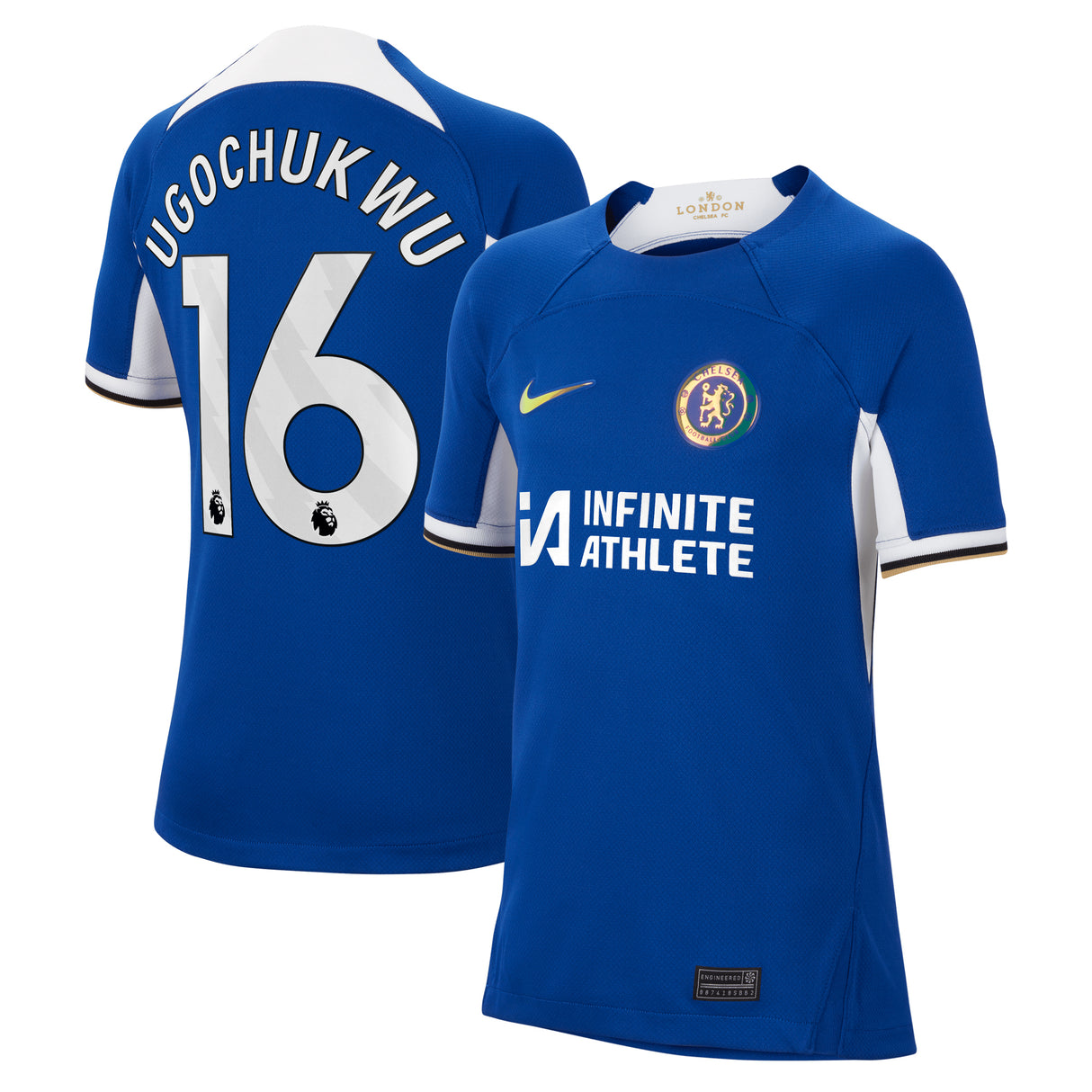 Chelsea Nike Home Stadium Sponsored Shirt 2023-24 - Kids with Ugochukwu 16 printing