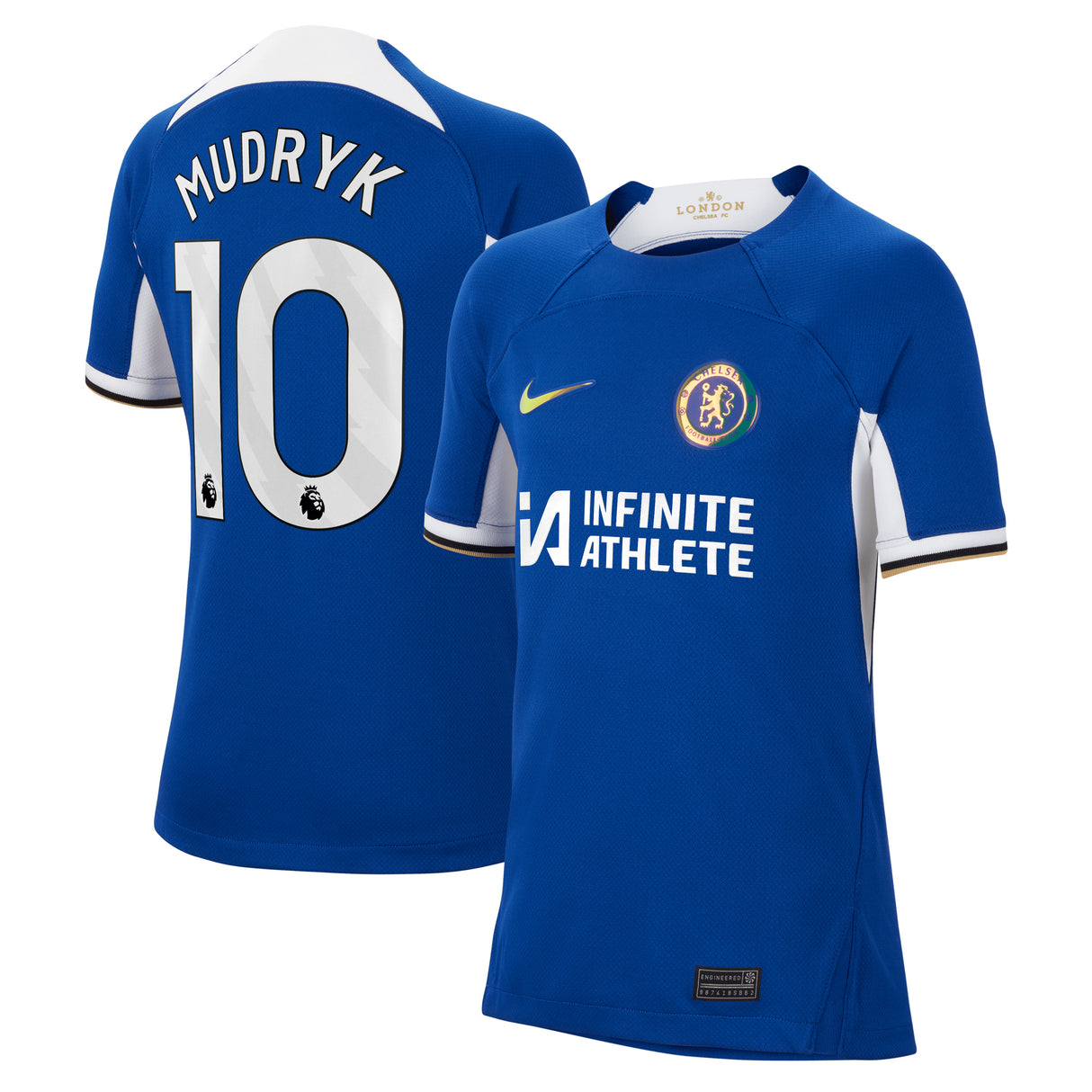 Chelsea Nike Home Stadium Sponsored Shirt 2023-24 - Kids with Mudryk 10 printing