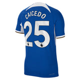 Chelsea Home Vapor Match Sponsored Shirt 2023-24 with Caicedo 25 printing - Kit Captain