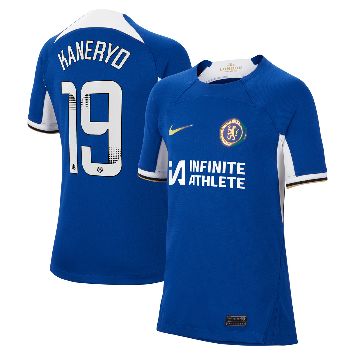 Chelsea WSL Nike Home Stadium Sponsored Shirt 2023-24 - Kids with Kaneryd 19 printing