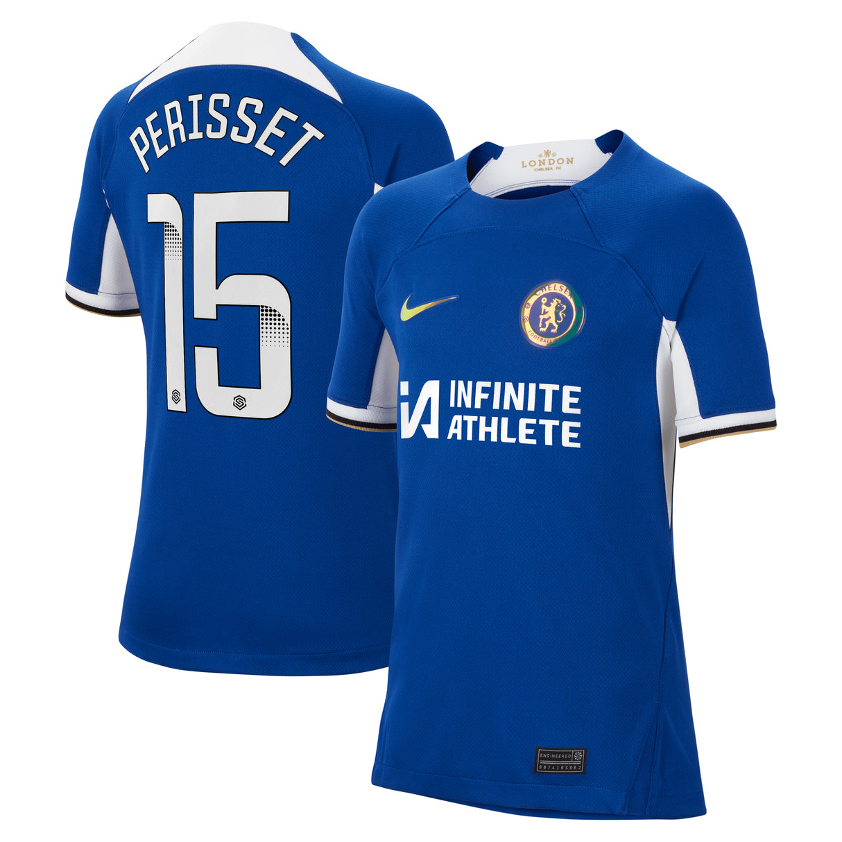 Chelsea WSL Nike Home Stadium Sponsored Shirt 2023-24 - Kids with Perisset 15 printing