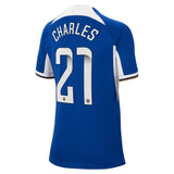 Chelsea WSL Nike Home Stadium Sponsored Shirt 2023-24 - Kids with Charles 21 printing