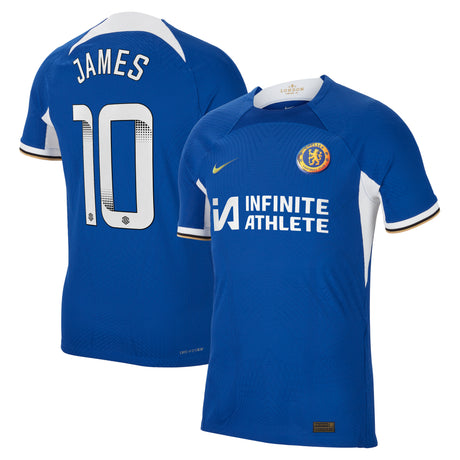 Chelsea WSL Home Vapor Match Sponsored Shirt 2023-24 with James 10 printing - Kit Captain