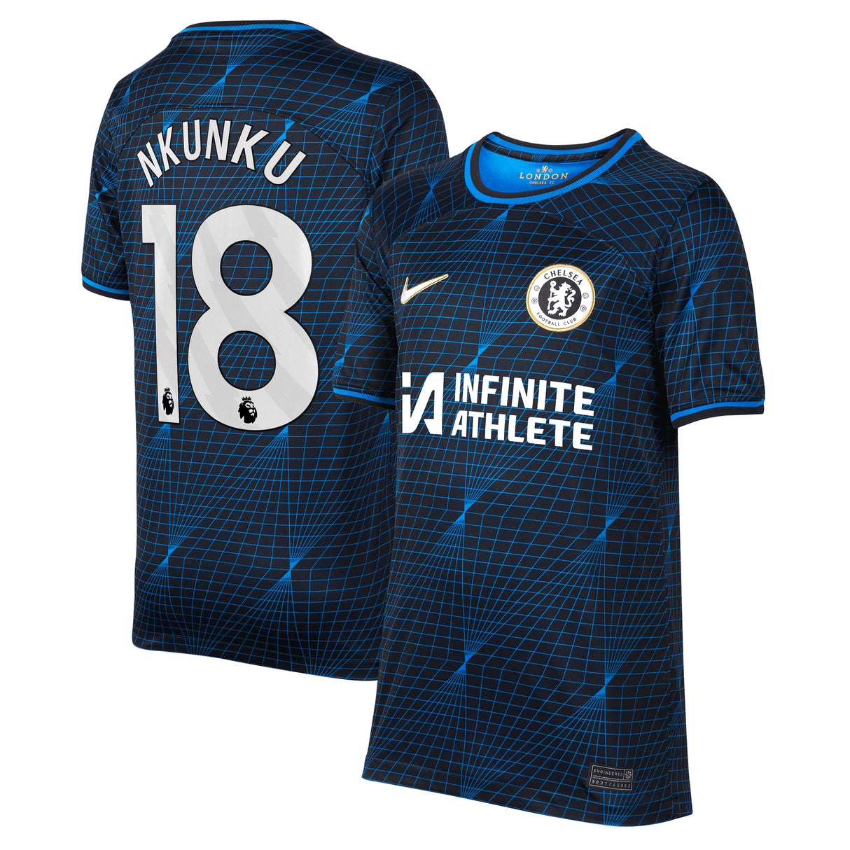 Chelsea Nike Away Stadium Sponsored Shirt 2023-24 - Kids with Nkunku 18 printing