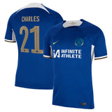 Chelsea Cup Nike Home Stadium Sponsored Shirt 2023-24 with Charles 21 printing