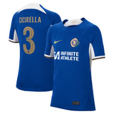 Chelsea Cup Nike Home Stadium Sponsored Shirt 2023-24 - Kids with Cucurella 3 printing