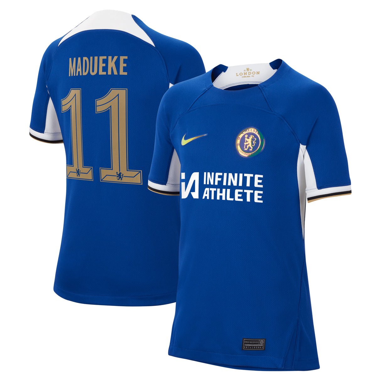 Chelsea Cup Nike Home Stadium Sponsored Shirt 2023-24 - Kids with Madueke 11 printing