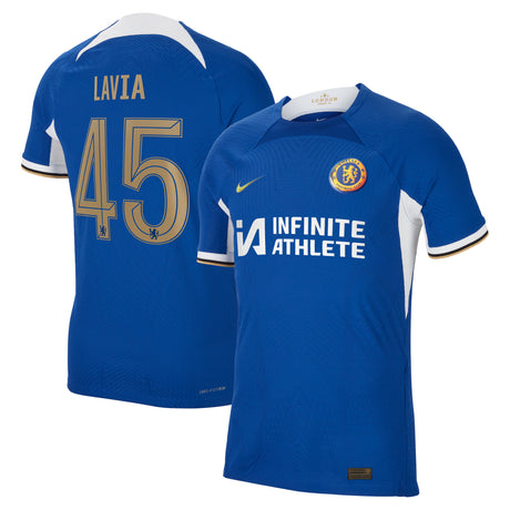 Chelsea Cup Home Vapor Match Sponsored Shirt 2023-24 with Lavia 45 printing - Kit Captain